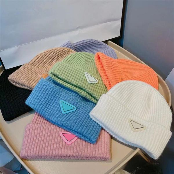 classic designer adults thick warm winter hat for women soft womens girl ski cap beanie caps wool ball knitted hats269s, Blue;gray